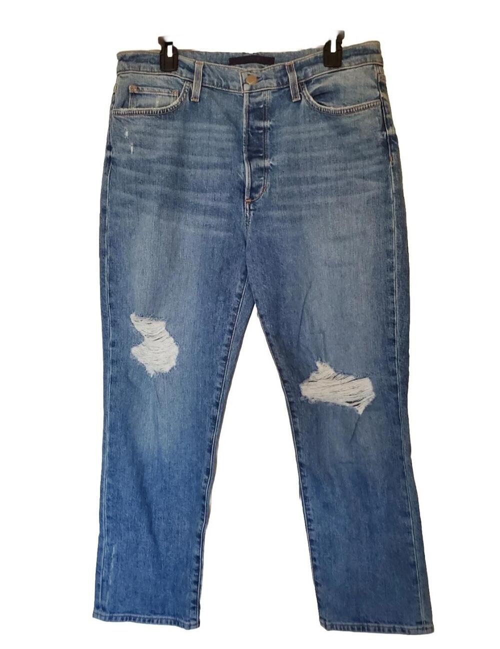 Joe's Jeans The Honor High Rise Vintage Straight Womens 32 Blue Distressed Denim